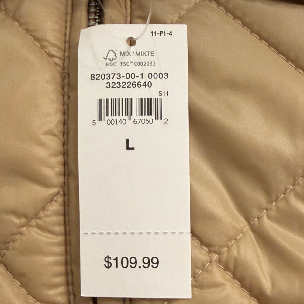 GAP Golden Khaki Brown Relaxed Quilted Nylon Jacket/NWT/L - Picture 8 of 14